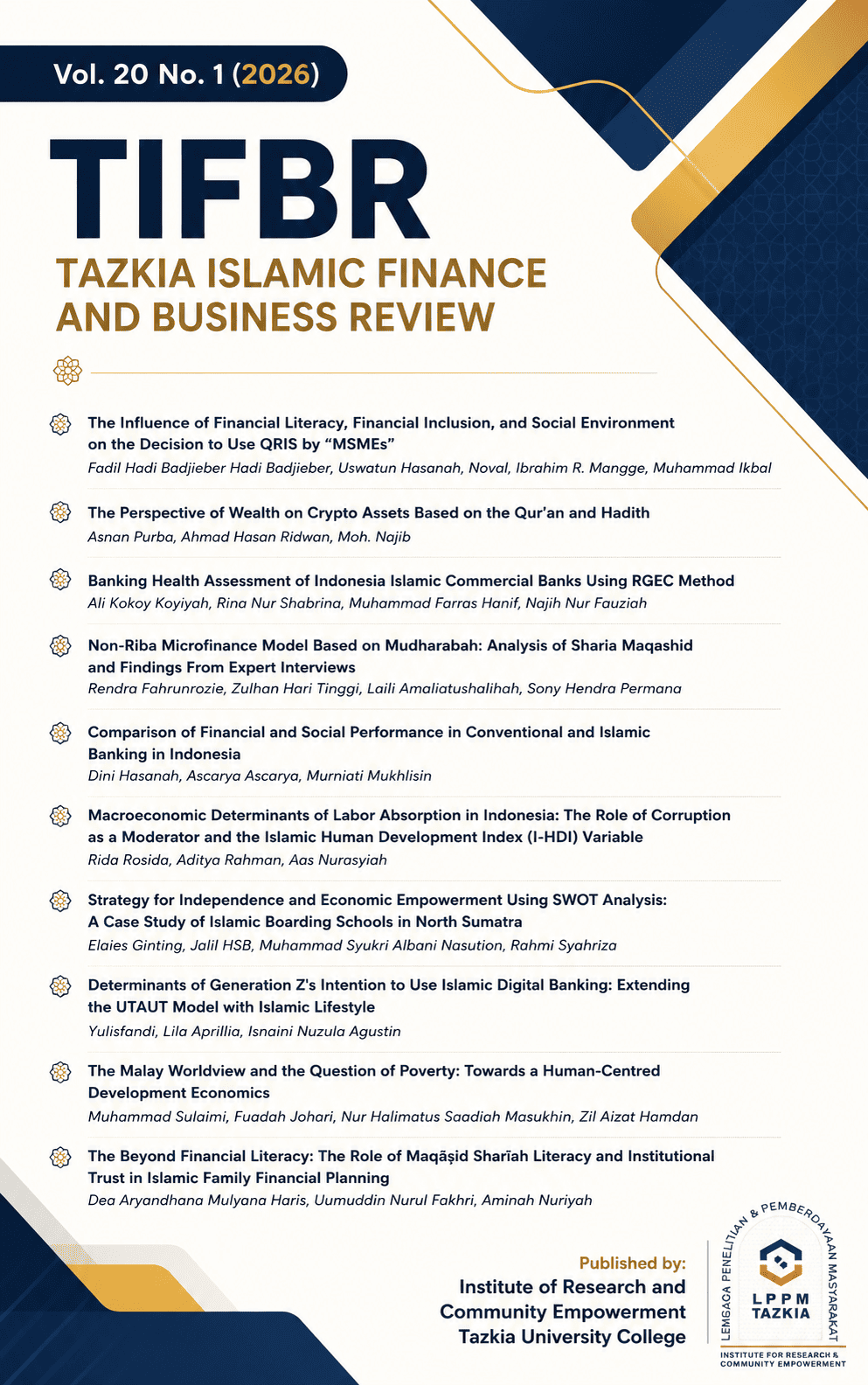 					View Vol. 20 No. 1 (2026): TIFBR
				
